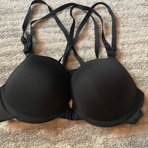 Black strappy push-up bra